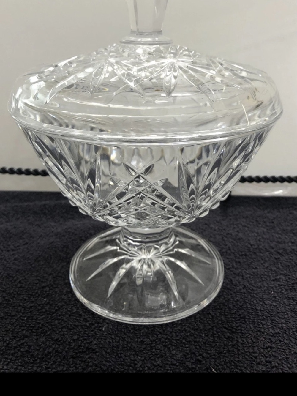 Vintage Crystal Covered Candy Dish - Clear Glass Serving Bowl